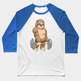 Sloth at Bodybuilding with Barbell Baseball T-Shirt